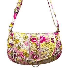 Vera Bradley Floral Make Me Blush Quilted Crossbody Messenger Bag Purse Bag